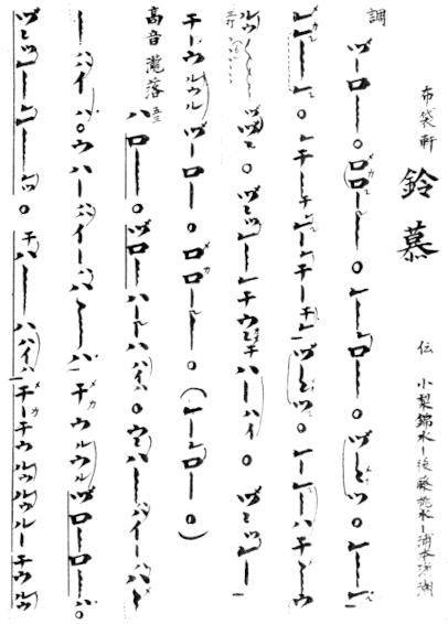 example-of-honkyoku-shakuhachi-notation-score-jon-kypros