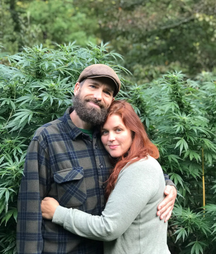 Jem and Meredith on their homestead, the center of operations for Reverence Botanicals.