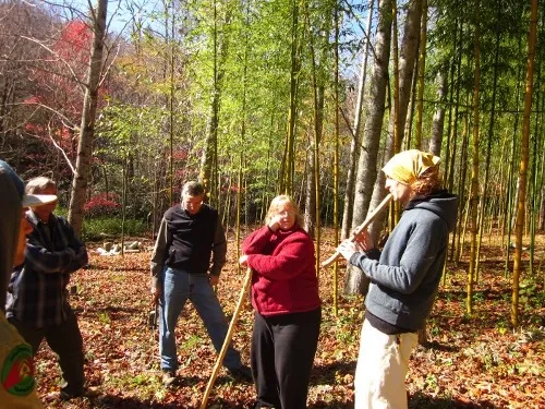 Playing shakuhachi for the tour of Keiji Oshima's bamboo groves, 2012