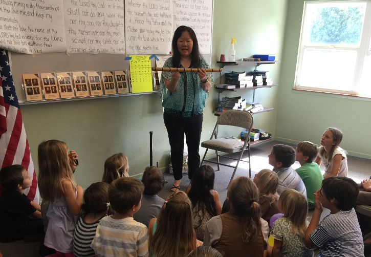 My student Mrs. Hironaka teaching her students a shakuhachi lesson